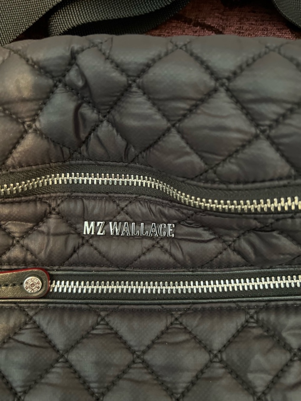 MZ Wallace Black Quilted Nylon Crossbody sling bag
